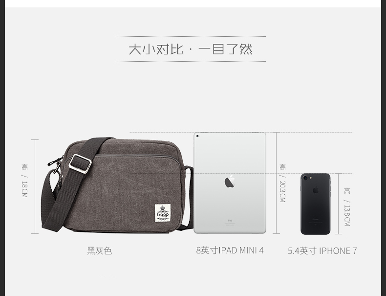 Troop túi nam vải canvas nhỏ Messenger túi xu hướng cá tính ba lô nam túi đeo vai nam túi - Túi của con người túi dior