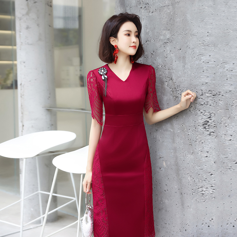 High-end wedding mommy dress young husband wedding wedding banquet noble dress