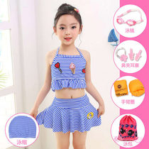 Childrens swimsuit Girls and girls summer baby split children Middle and large child princess cute net red swimsuit bikini