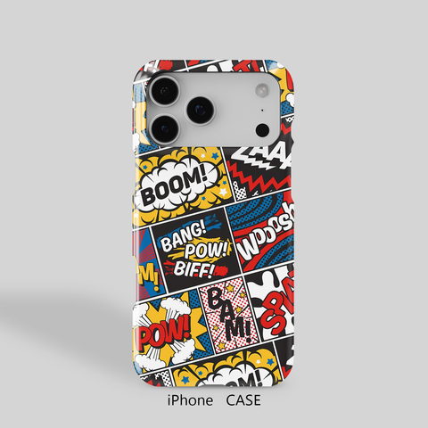 Comic Art Illustration Pattern Heat Dissipation Lightweight Glossy Finish – Pro/Plus/Max/Air – 17, 16, 15, 14, 13, 12 iPhone