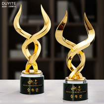 Creative Metal Bull Year Trophy Bull transfer Qiankun Crystal Custom Dingmaking Annual Meeting Excellent Employee Award Team Honours