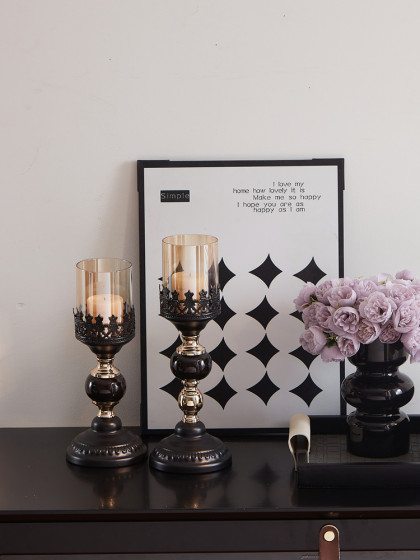 轻奢高档复古蜡烛台客厅餐桌中古浪漫高级感烛光晚餐家用道具摆件