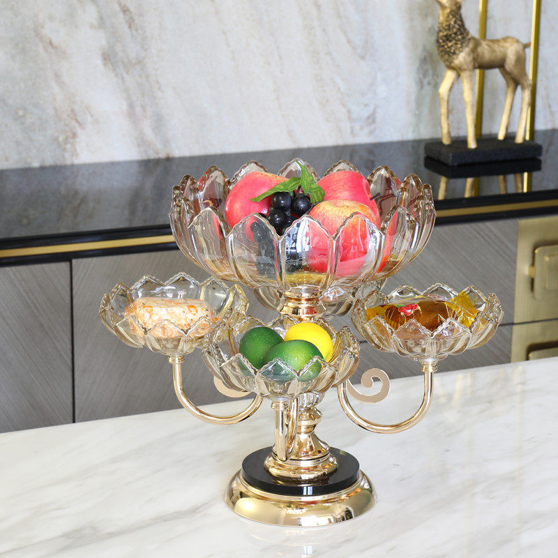 Nordic Style Creative Candy Pan Dried Fruits Snack Pan Light Lavish Home Living Room Tea Table Home Multilayer Glass Fruit Tray