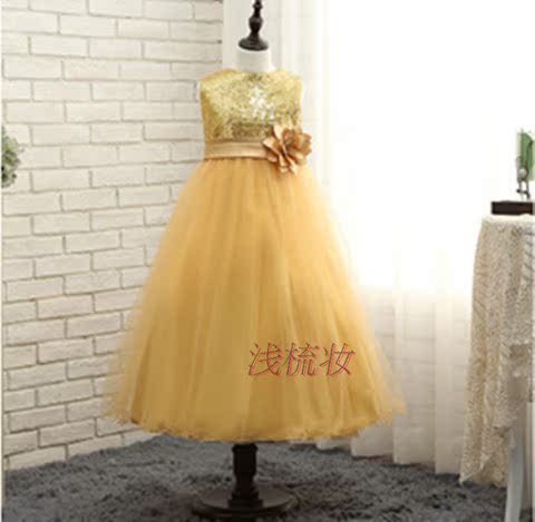 Váy trẻ em mới sáng bóng váy dài cô gái dạ hội váy cocktail bên chủ tiệc hoa cô gái quần áo ảnh sinh nhật váy trẻ em