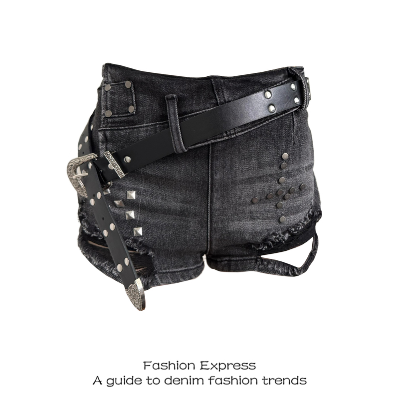 Black Shorts for Women 2026 Summer New American Retro Studded Denim Hot Girl Style Unique Low-Waist Cuffed Hot Pants