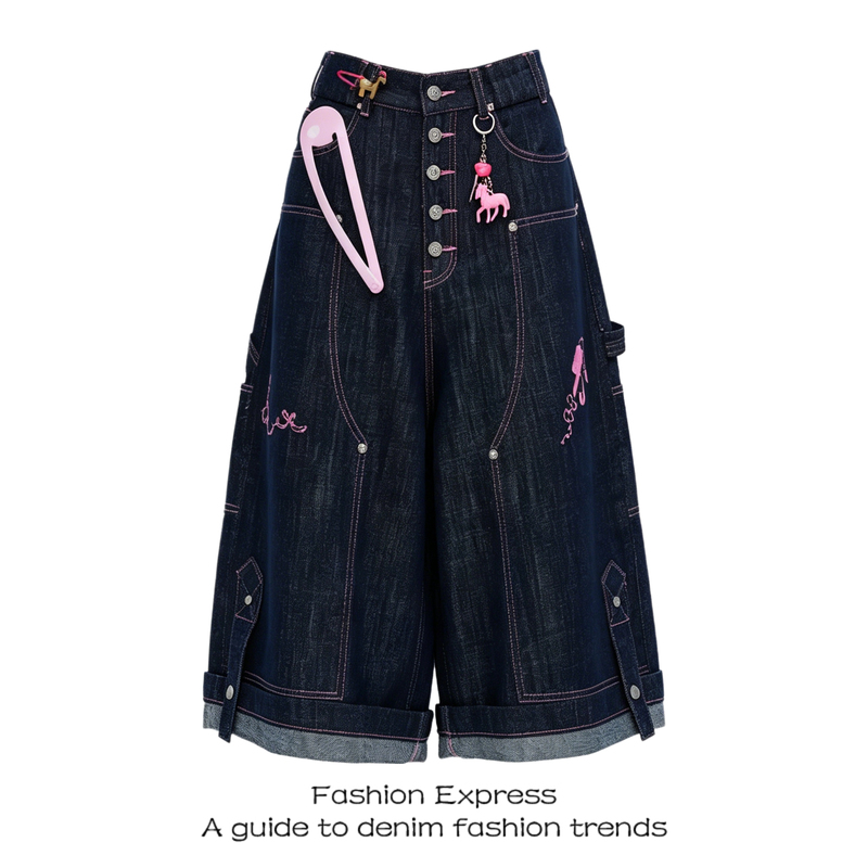 2026 Very Stylish Women's Jeans, New Summer Loose-Fitting Workwear Design, Unique and Distinctive Wide-Leg Cropped Pants