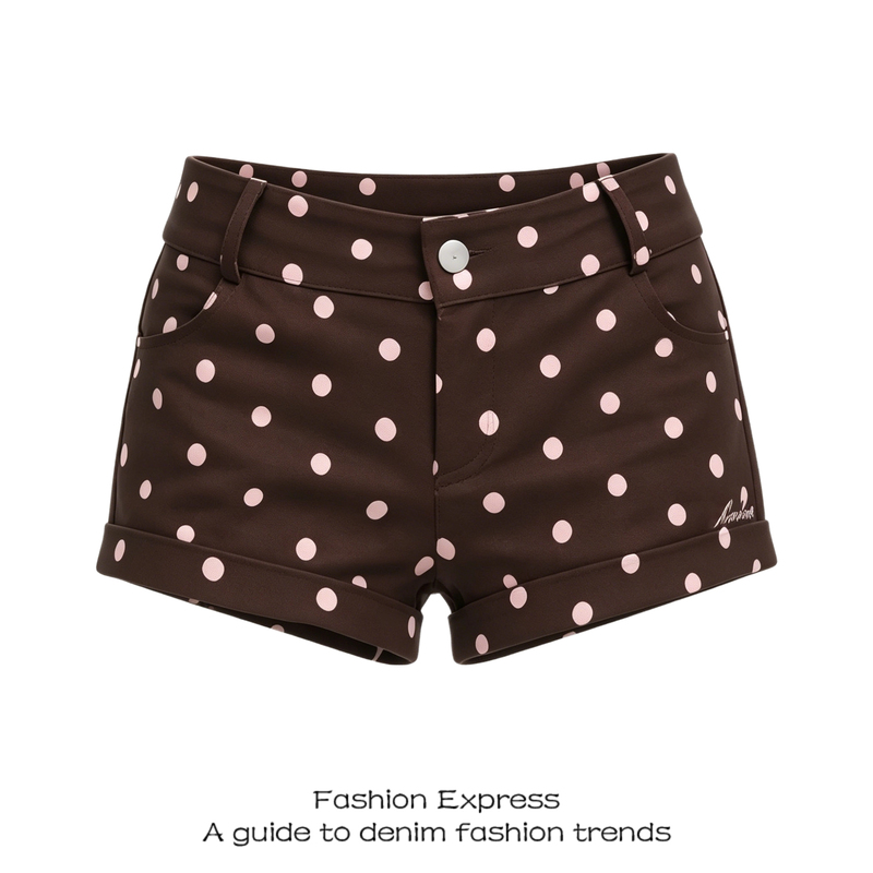 Super Popular Three-Quarter Pants for Women, Summer American Retro Polka Dot All-Over Letter Embroidery, Spicy Girl Style Trendy Cool Straight-Leg Shorts