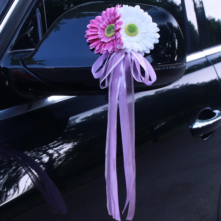 VIVI wedding flower car decoration wedding gift car dotted flower simulation car flower decoration dot decorated with flower knot wedding car headstock decoration flowers