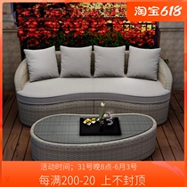 Outdoor Rattan Sofa Chvine Sofa Combo Trio Living-room Vines Round Sofa Rattan tea table Terrace Garden Furniture