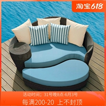 Outdoor Furniture Vine Sofa Rattan Gossip Gossip Round Bed Imitation Vine Villa Balcony Leisure Patio Large Round Bed Rattan Chair