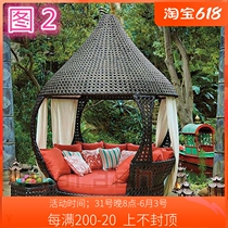 Outdoor Patio Luxury PE Vine Lying Bed Pool Open Air Beach Casual Lounge Chair Rattan Sofa Brief Modern