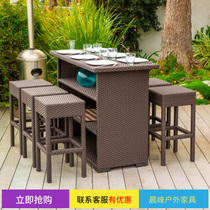 Outdoor rattan furniture garden balcony table and chair cafe indoor and outdoor leisure imitation vine bar chair combination