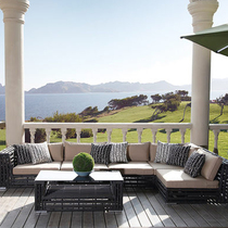 Outdoor rough rattan sofa combination rattan art sofa courtyard leisure rattan chair sofa terrace sofa coffee table furniture Nordic