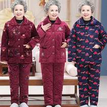 Pajamas for women winter coral velvet womens quilted three-layer thickened home clothes middle-aged and elderly warm suits plus size mothers clothes