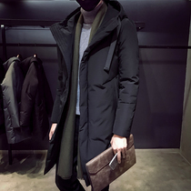 Winter 2021 new down clothes mens mid-length trends Korean version Hull Handsome gas burst Thickened White Duck Suede Jacket