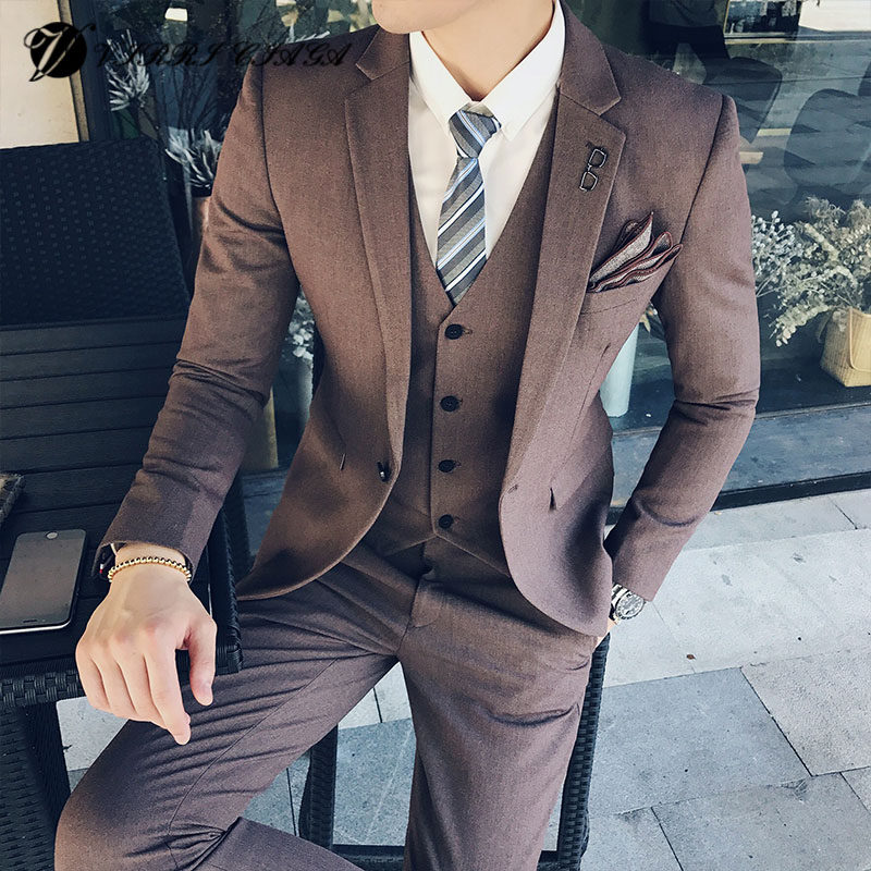 Suit suit men new Korean version trend of the English style wedding dress suit three set professional dress men