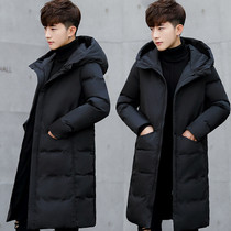 White duck down jacket men long 2020 new winter Korean slim handsome thick hooded coat men