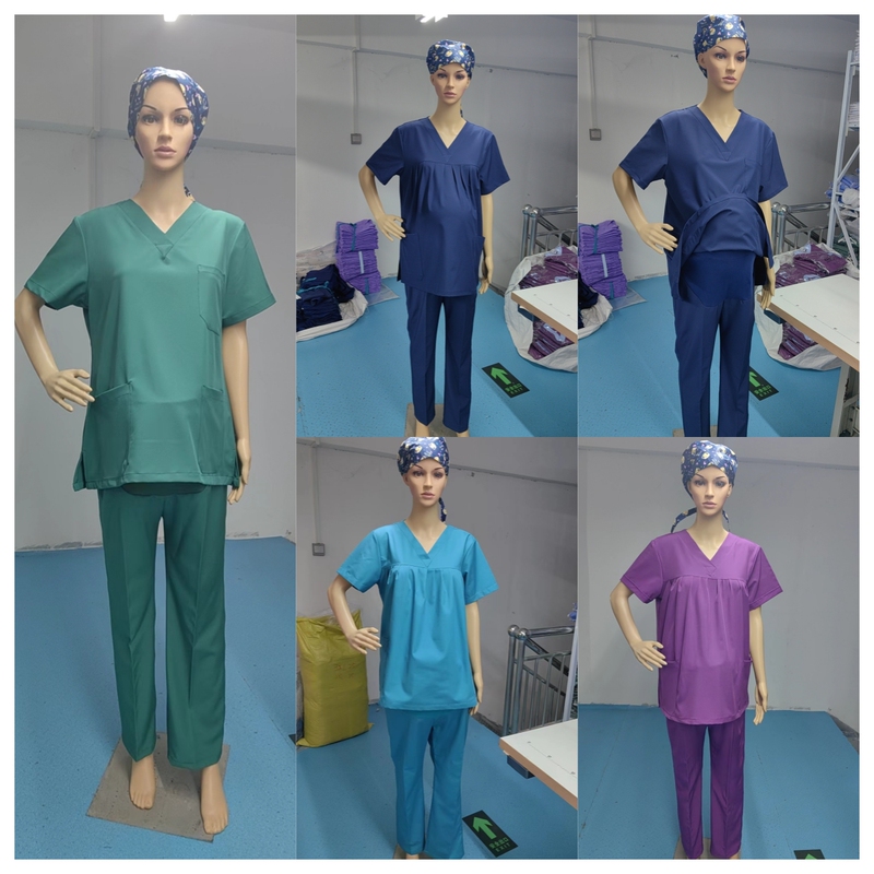 Maternity Pants Two-Piece Set Quick-Drying Stretchy Doctor Workwear Pants Washable Belly Support Pants Pure Cotton Maternity Set