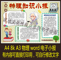Physics knowledge word electronic tabloid color template editable finished product A4 A3 8k students