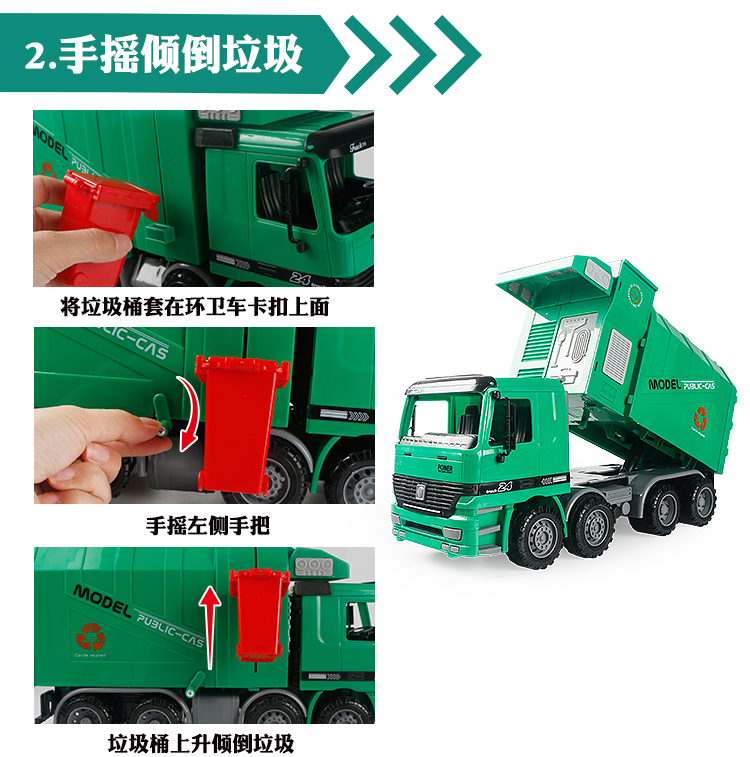 Lớn quán tính tay quay vệ sinh điều khiển từ xa xe rác rác làm sạch xe ô tô làm sạch xe kỹ thuật mô hình xe đồ chơi trẻ em đồ chơi điều khiển từ xa
