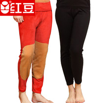 Red Bean Men Lady Plus Suede Thickened Winter Warm Pants Warm Underwear Single Piece Single single double layer kneecap warm pants