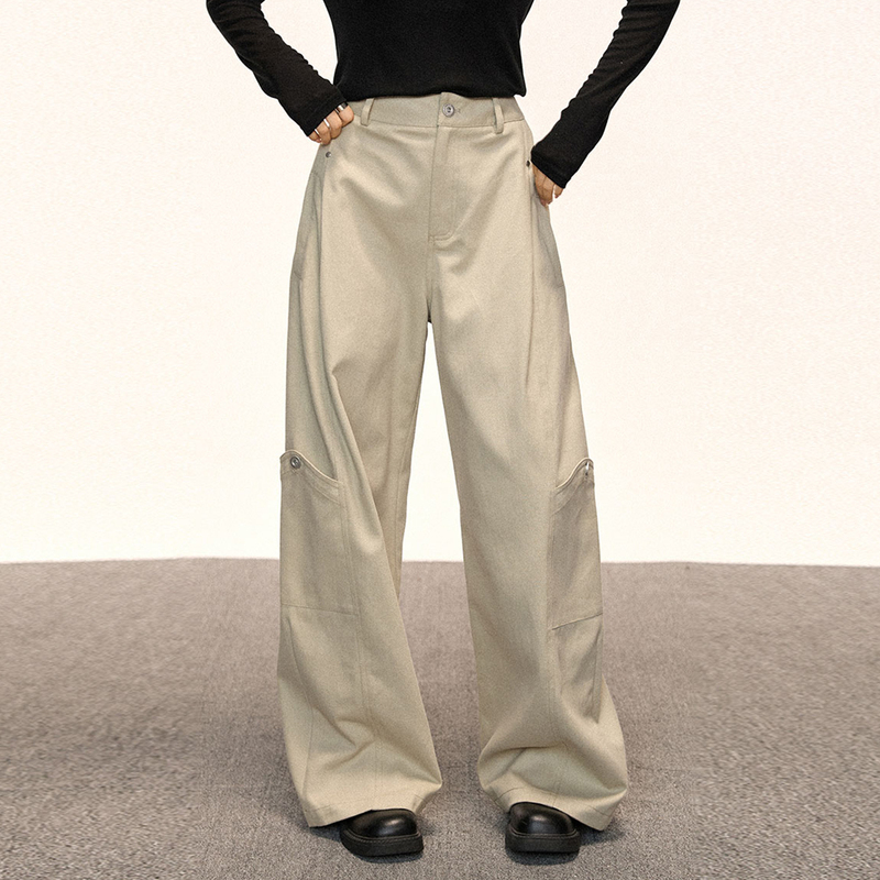 Cherry Melody American Retro Work Pants for Women, Loose, Slimming, Drapey, Wide-Leg, Floor-Length Jeans Cherry Melody American Retro Work Pants for Women, Loose, Slimming, Drapey, Wide-Leg, Floor-Length Jeans