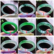 Burmese jade bracelet A cargo Sun Green floating flower ice glutinous species noble concubine round circle wide side bracelet jade bracelet jade bracelet womens model