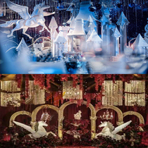 Foam new sculpture wedding white Pegasus Golden Unicorn European wedding stage props carving custom