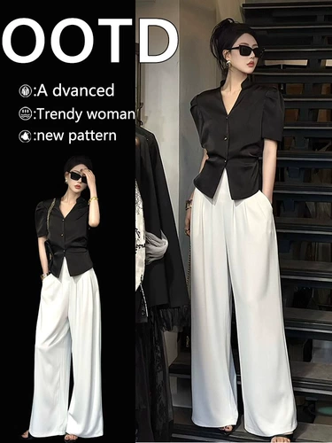 Комплект, рубашка, яркий броский стиль, легкий роскошный стиль, изысканный стиль, в стиле Шанель