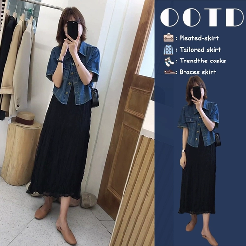 Летняя одежда, джинсовая куртка, платье, комплект, по фигуре, изысканный стиль