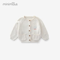 Childrens sweater long sleeve 2021 New Wild jersey baby jacket foreign pure cotton baby cardigan coat
