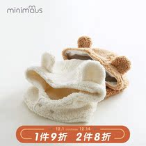 Baby imitation lamb wool hat autumn and winter thickened warm foreign children plush ear protection baby hat cute super cute