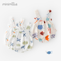 Baby sling bao pi romper triangle cotton gauze thin abdomen wraps men baby onesies summer vest type