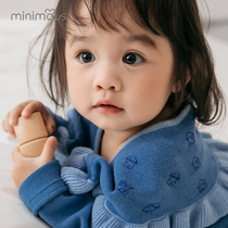 Childrens sweater childrens clothing 2021 Spring and Autumn new childrens coat baby girl cotton lace neck sweater