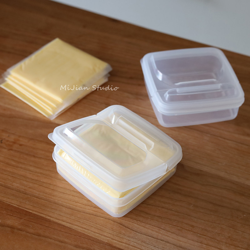 Mijian Japan Imported Cheese Slice Storage Box Semi-open Flip-top Refrigerator Onion Ginger Garlic Fruit Sealed Preservation Box
