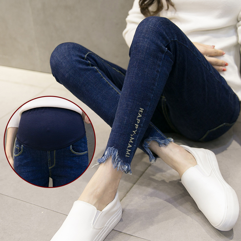 Pregnant woman jeans 2019 New display of slim foot with pants Damp Mother Spring Spring Autumn Spring style Fashion Relaxation