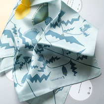 Japanese oil painting geometric color block cotton scarf scarf head scarf can also be used as decorative painting