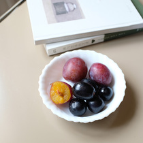 French cream white jade glass French white porcelain lace small Bowl small saucer dipping plate snack candy plate