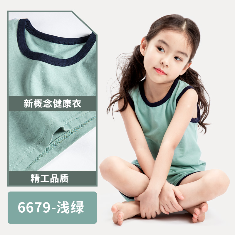 vest trẻ em bộ Boys and Girls mùa hè 2020 bé mới quần short tay bình thường ở trẻ lớn hai mảnh bộ.