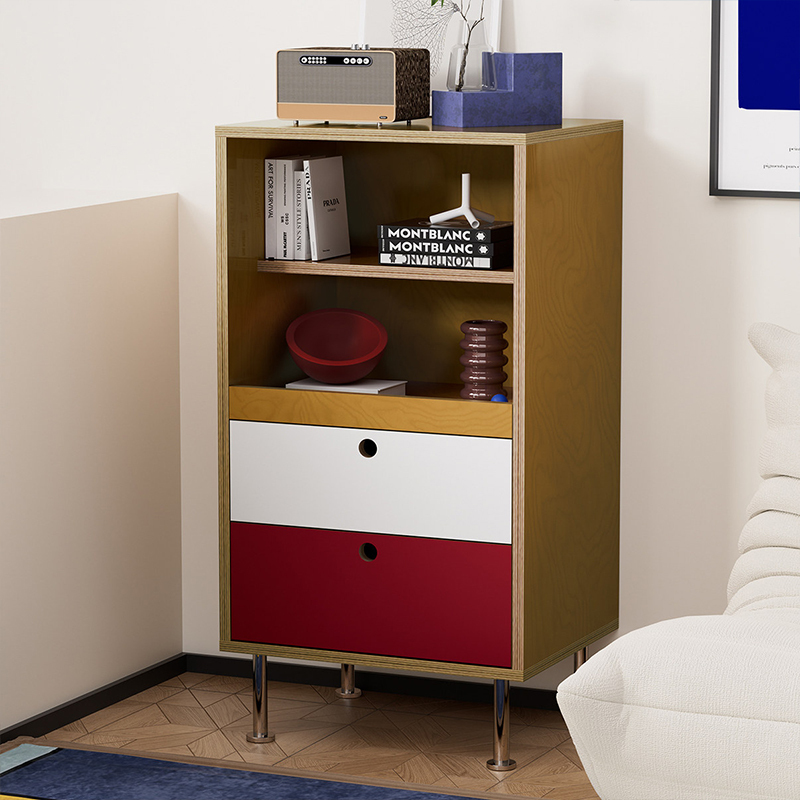 Modern Nordic Solid Wood Multi-Layer Storage Cabinet Living Room Wall-Mounted Storage Cabinet Small Apartment Multi-Functional Drawer Storage Side Cabinet