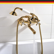 Golden Easy shower shower suit bathtub hot and cold tap cylinder edge type bath lengthened bath water mixing valve copper