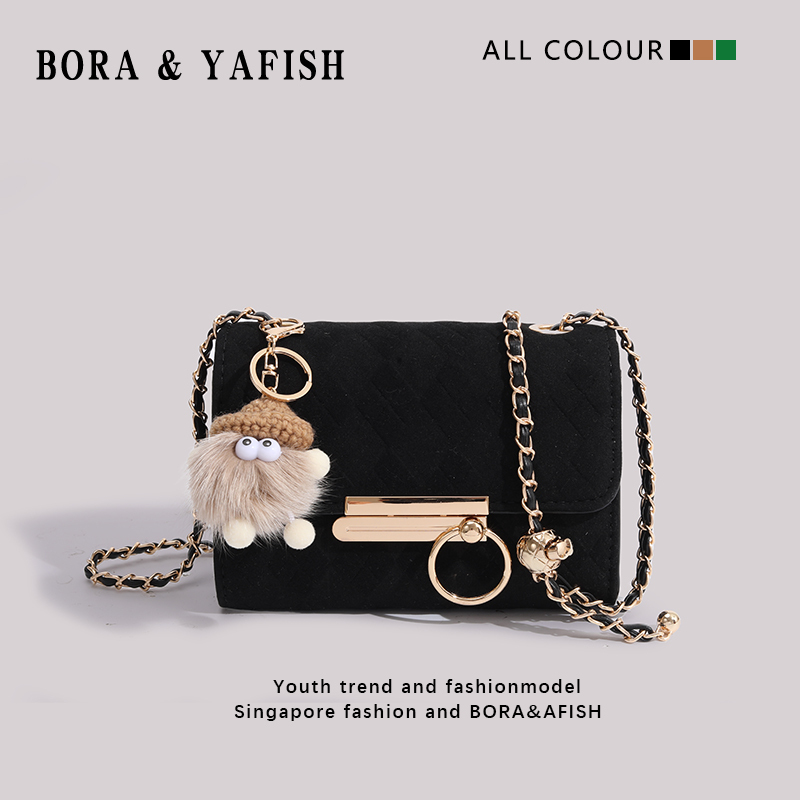 Black Small Gold Ball Shoulder Chain Bag, High-End Niche Birthday Gift Small Bag for Women, 2023 New Crossbody Bag