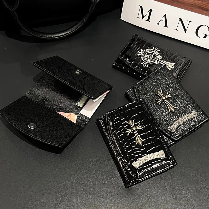 High-End New Dark Cross Card Holder and Coin Purse, Integrated with Multiple Card Slots, Large Capacity, Universal for Id, Unisex Leather