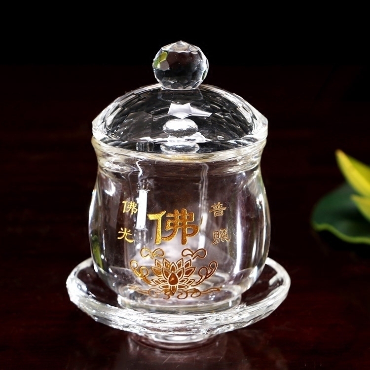 Baocheng Buddha crystal water supply cup for Buddha cup Buddha front decoration small crystal holy water cup for cup