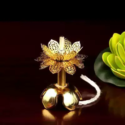 Buddhist Buddhist tools for Buddha ghee lamp Retractable pure copper wick holder Lotus Taiwan liquid ghee wick holder