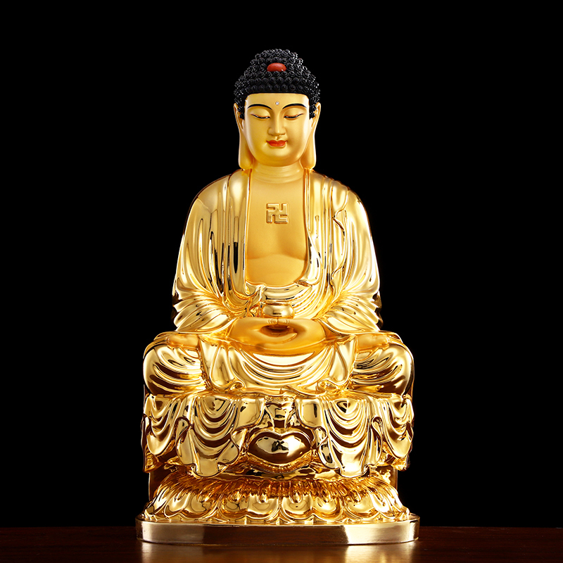 CZ543 時代物 銅製 釋迦誕生像 高13cm 重285g 木箱附・銅佛祖誕生