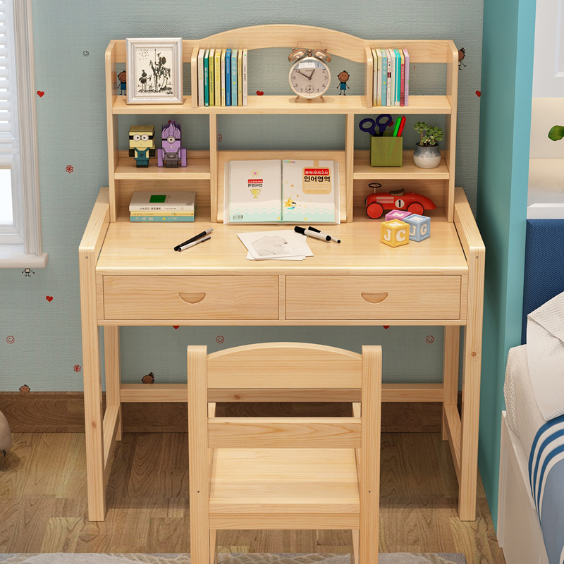 Solid Wood Learning Table Children's Desk Desk and Chair Kit Desk Combined Simple Work Table