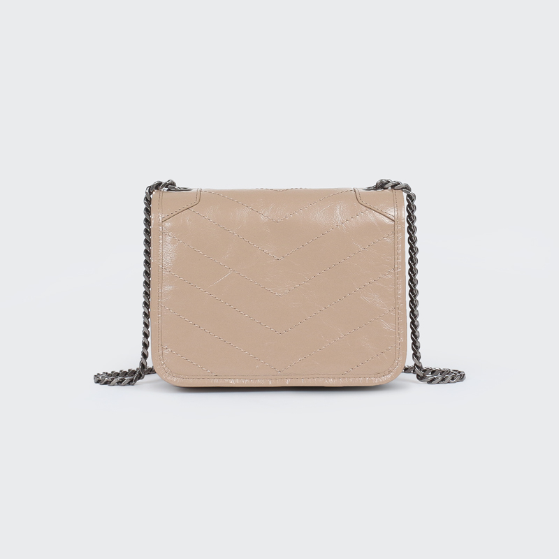 Boliz Niki Woc Quilted Genuine Leather Mini Chain Bag First Layer Cowhide Single Shoulder Crossbody Small Bag Fashionable and Casual