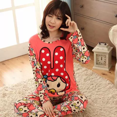 Mùa xuân và mùa thu Mùa đông Bộ đồ ngủ bé trai lớn cho bé gái Áo dài cotton 12-13-14-15-16 Năm học sinh trung học cơ sở