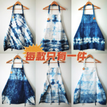 Tie-dye apron mens and womens suspender skirt plant-dyed pure cotton cloth study activity souvenir high-end work clothes